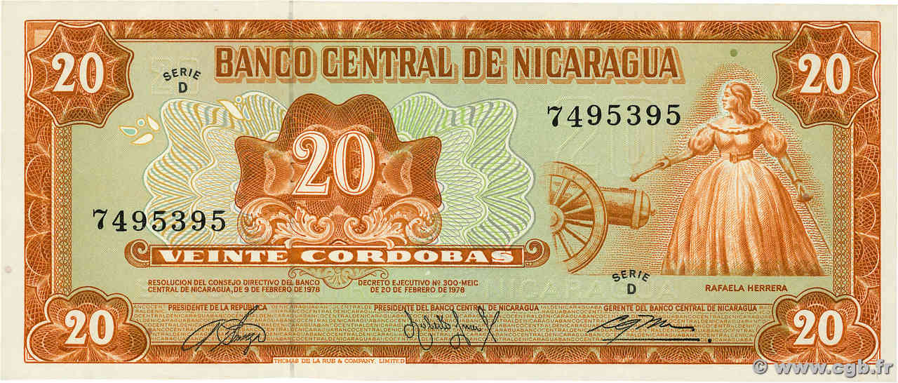 20 Cordobas NICARAGUA  1978 P.129 FDC