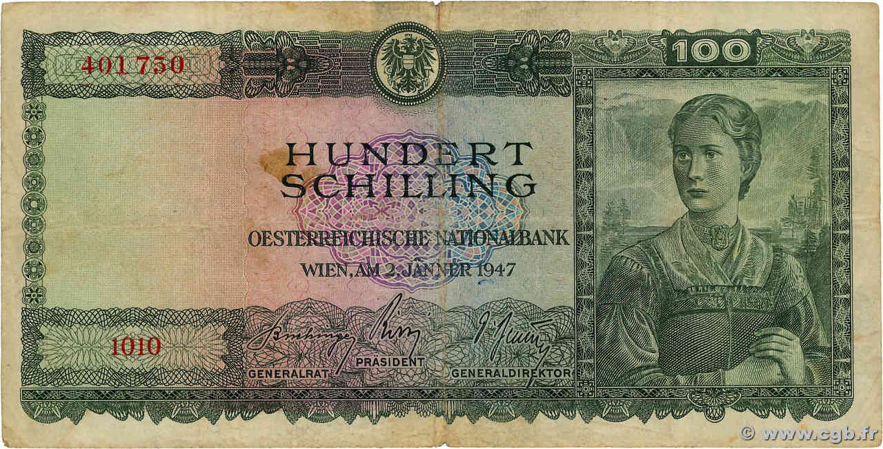 100 Schilling AUTRICHE  1947 P.124 TB+