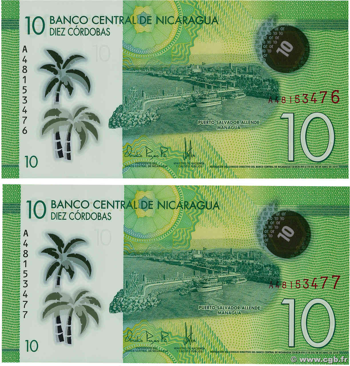 10 Cordobas Consécutifs NICARAGUA  2019 P.209 UNC