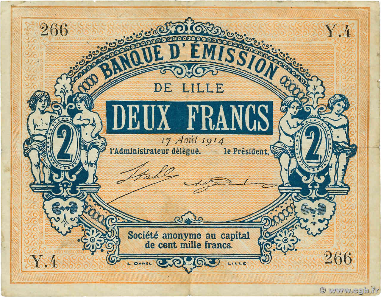 2 Francs FRANCE régionalisme et divers Lille 1914 JP.59-1591 TB