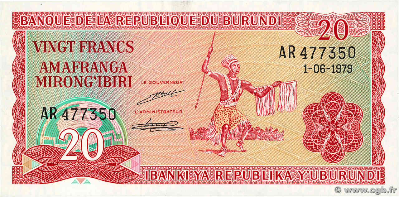 20 Francs BURUNDI  1979 P.27a NEUF