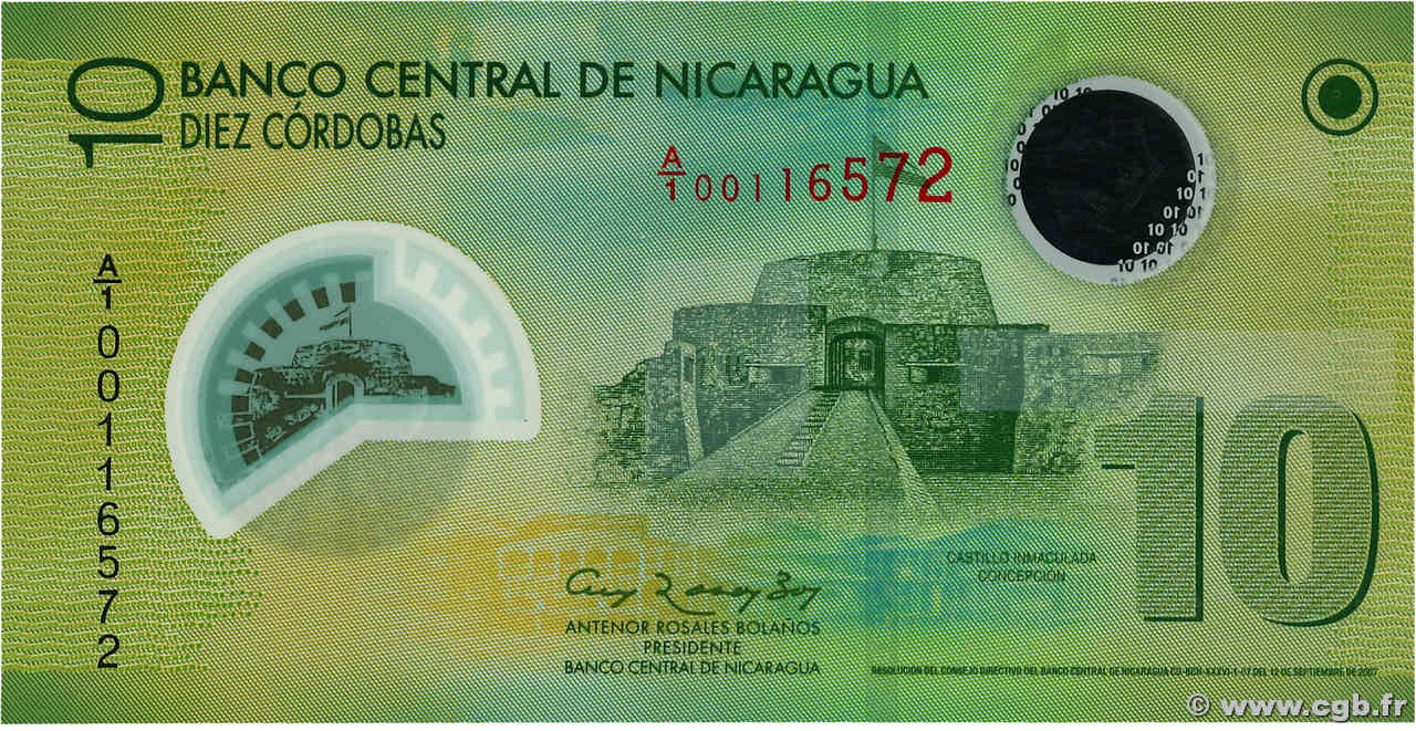 10 Cordobas NICARAGUA  2007 P.201a  UNC