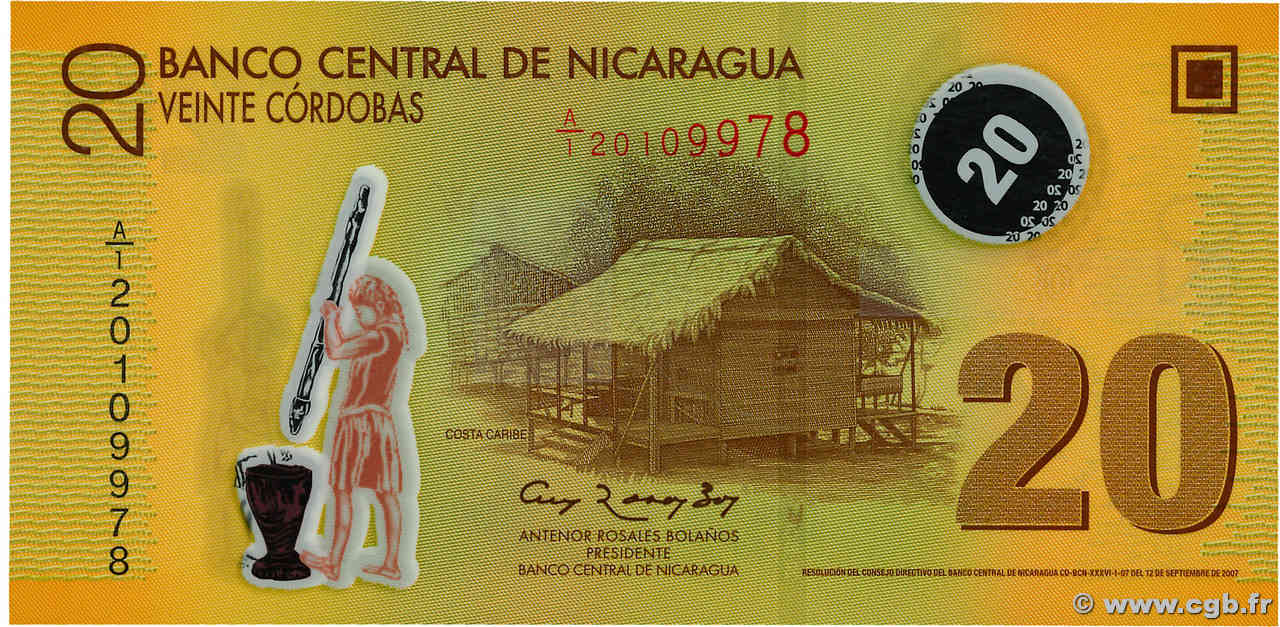 20 Cordobas NICARAGUA  2007 P.202b FDC