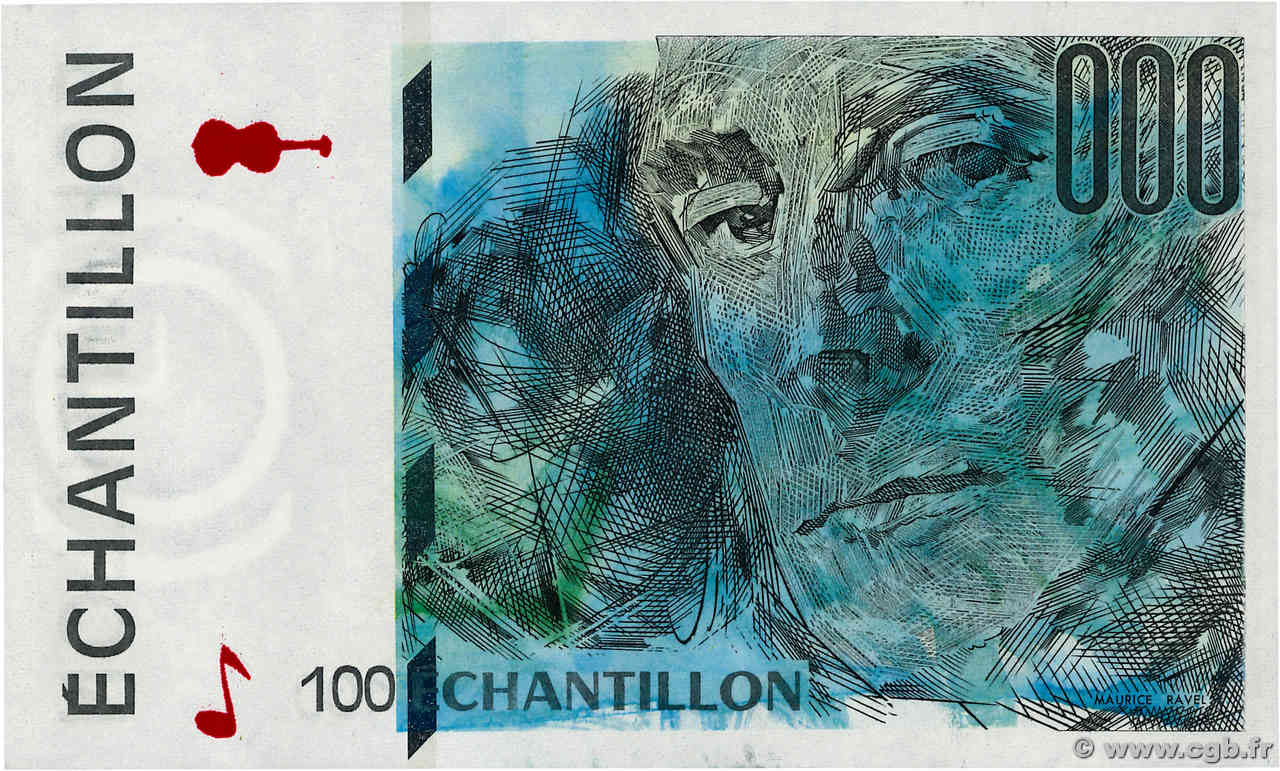 100 Francs CÉZANNE, type Ravel Échantillon FRANCE regionalismo y varios  1992  SC+