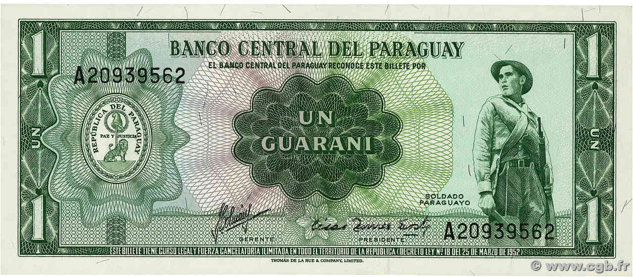 1 Guarani PARAGUAY  1963 P.193b q.FDC