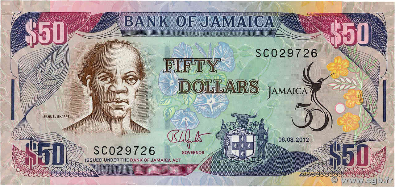 50 Dollars JAMAICA  2012 P.48A UNC