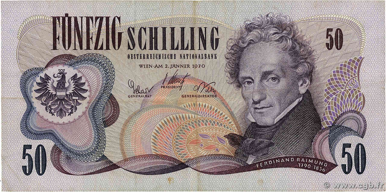 50 Schilling AUSTRIA  1970 P.143a VF