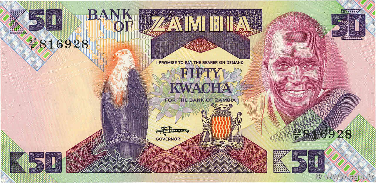 50 Kwacha ZAMBIA  1986 P.28 UNC