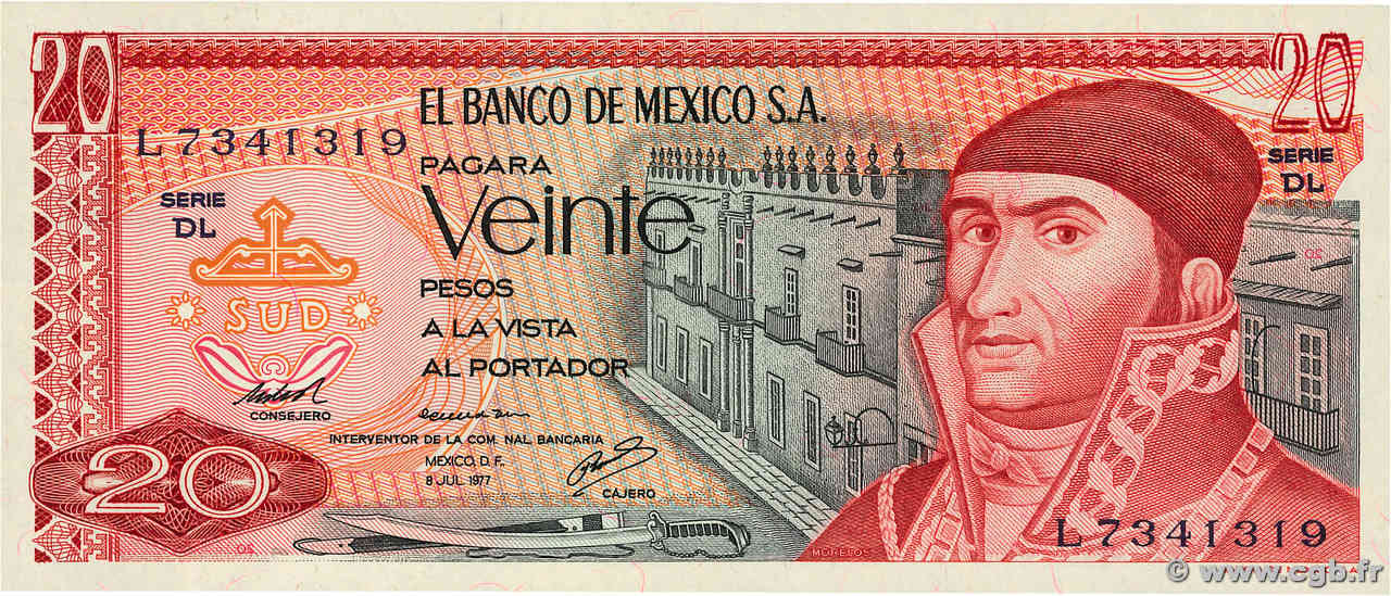 20 Pesos MEXIQUE  1977 P.064d NEUF