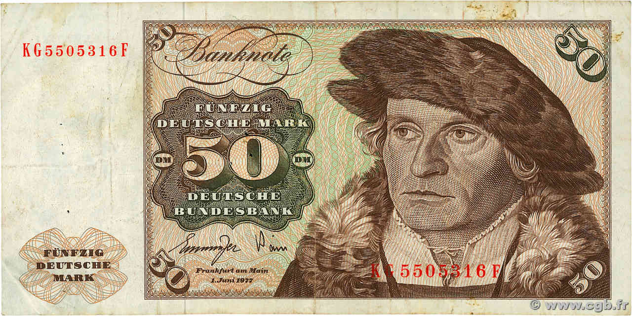 50 Deutsche Mark GERMAN FEDERAL REPUBLIC  1977 P.33b F