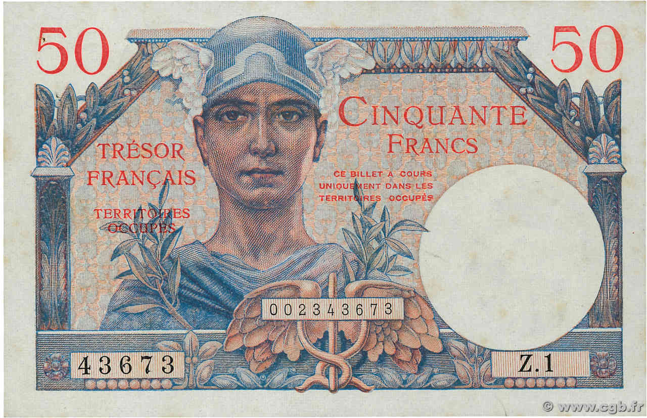 50 Francs TRÉSOR FRANÇAIS FRANCIA  1947 VF.31.01 EBC+