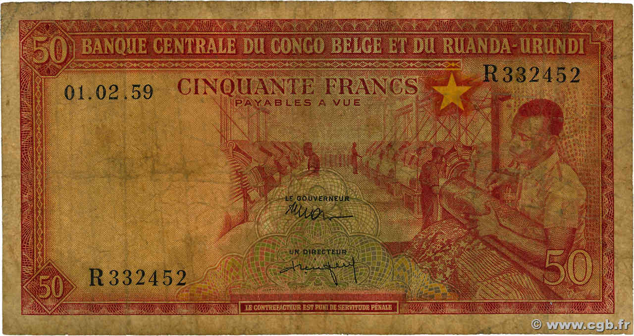 50 Francs BELGA CONGO  1959 P.32 RC