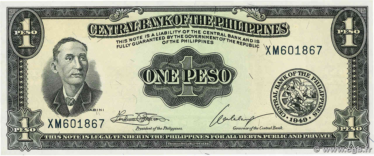 1 Peso PHILIPPINES  1949 P.133h NEUF