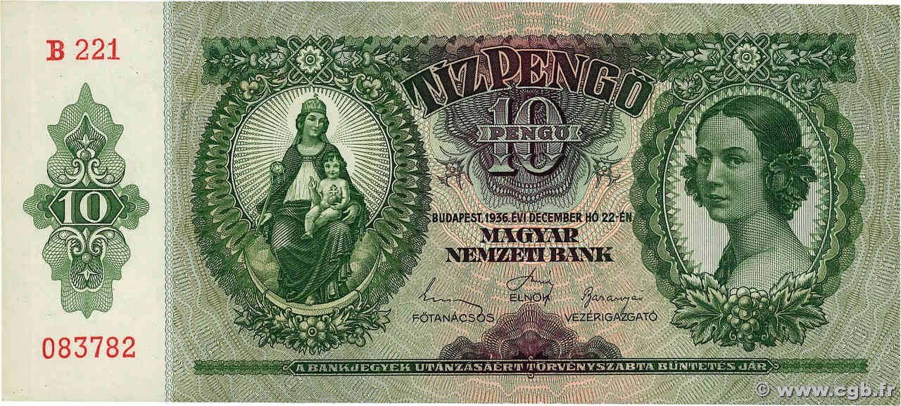 10 Pengö HONGRIE  1936 P.100 pr.NEUF