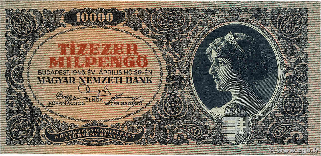 10000 Milpengö HUNGRíA  1946 P.126 SC+