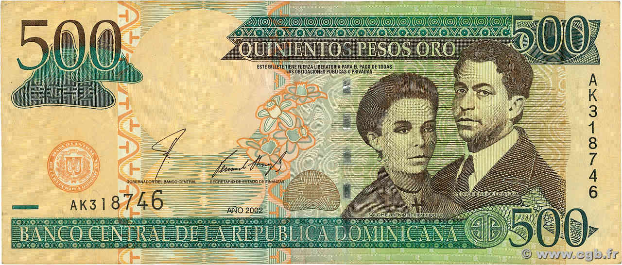 500 Pesos Oro RÉPUBLIQUE DOMINICAINE  2002 P.172a TB