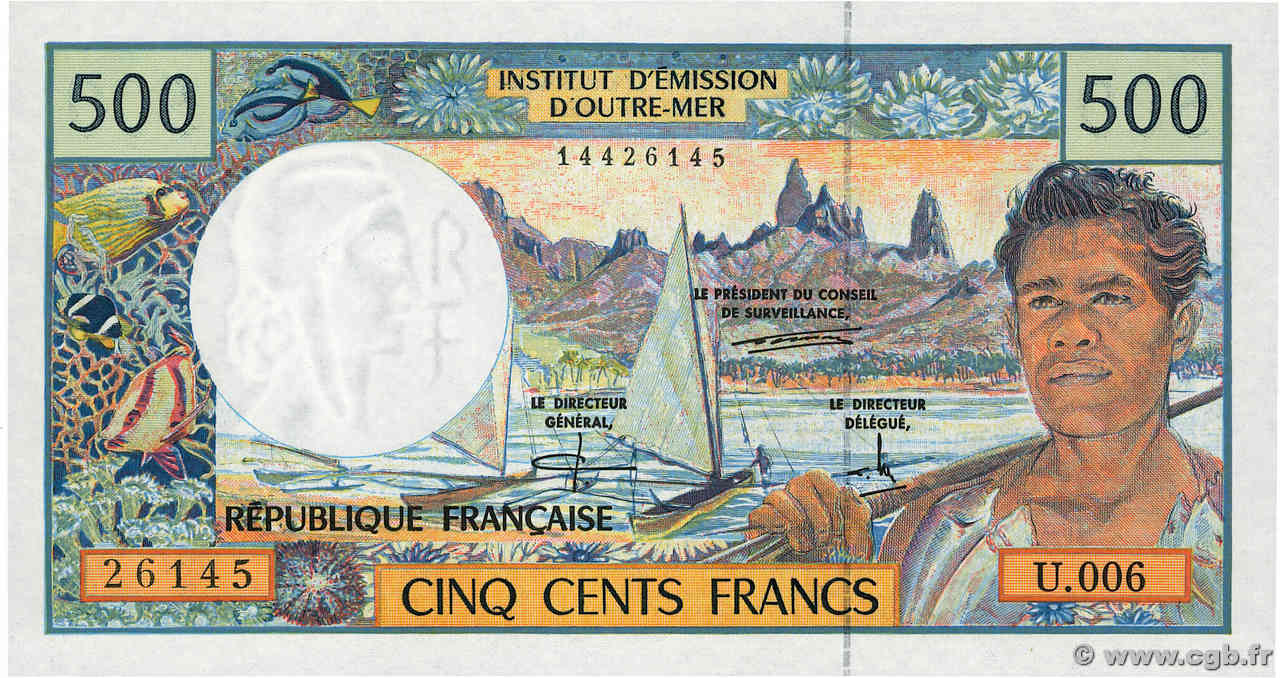 500 Francs FRENCH PACIFIC TERRITORIES  1992 P.01c ST