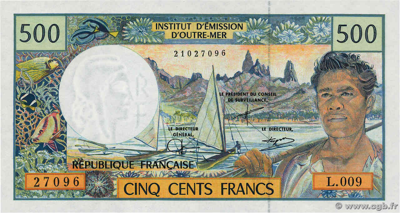 500 Francs FRENCH PACIFIC TERRITORIES  1992 P.01d fST+