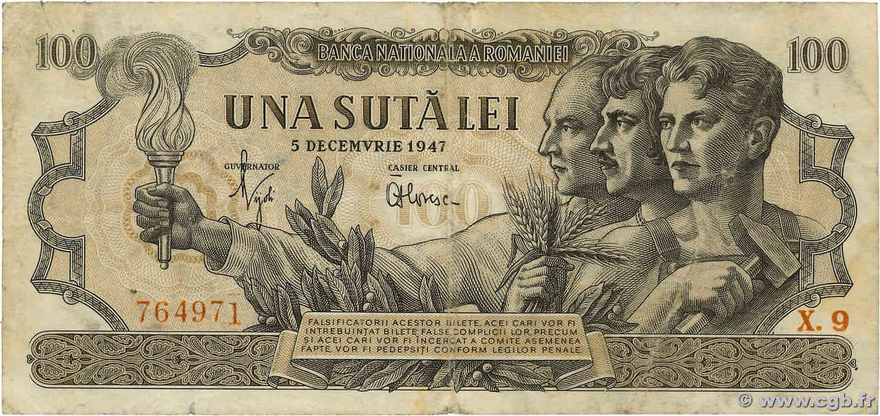 100 Lei ROUMANIE  1947 P.067a TB