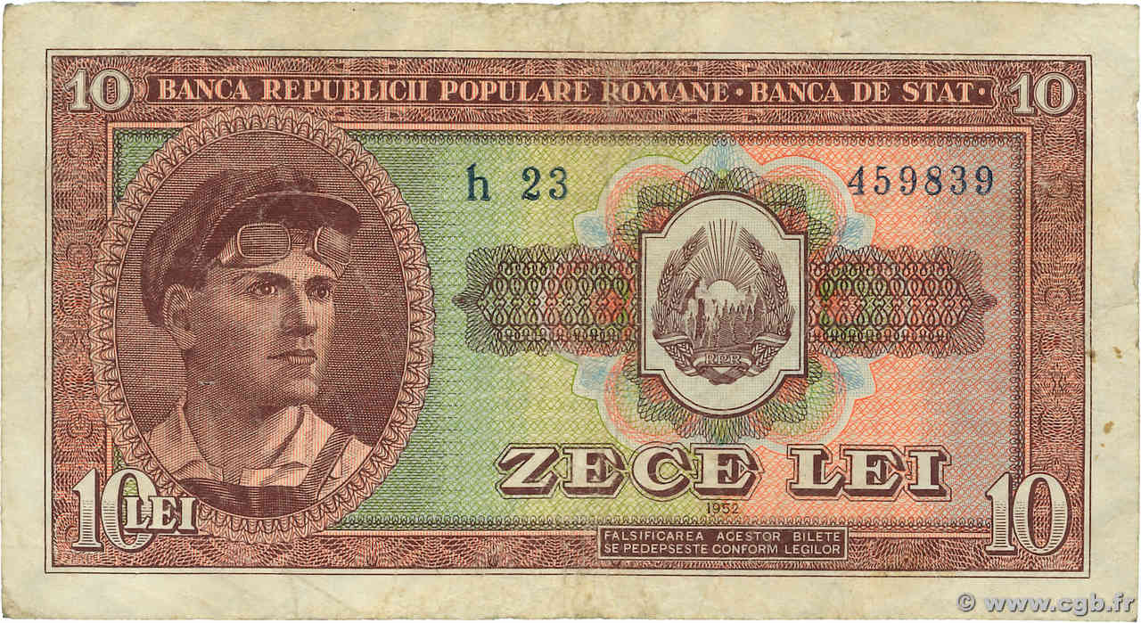 10 Lei ROUMANIE  1952 P.088b B+
