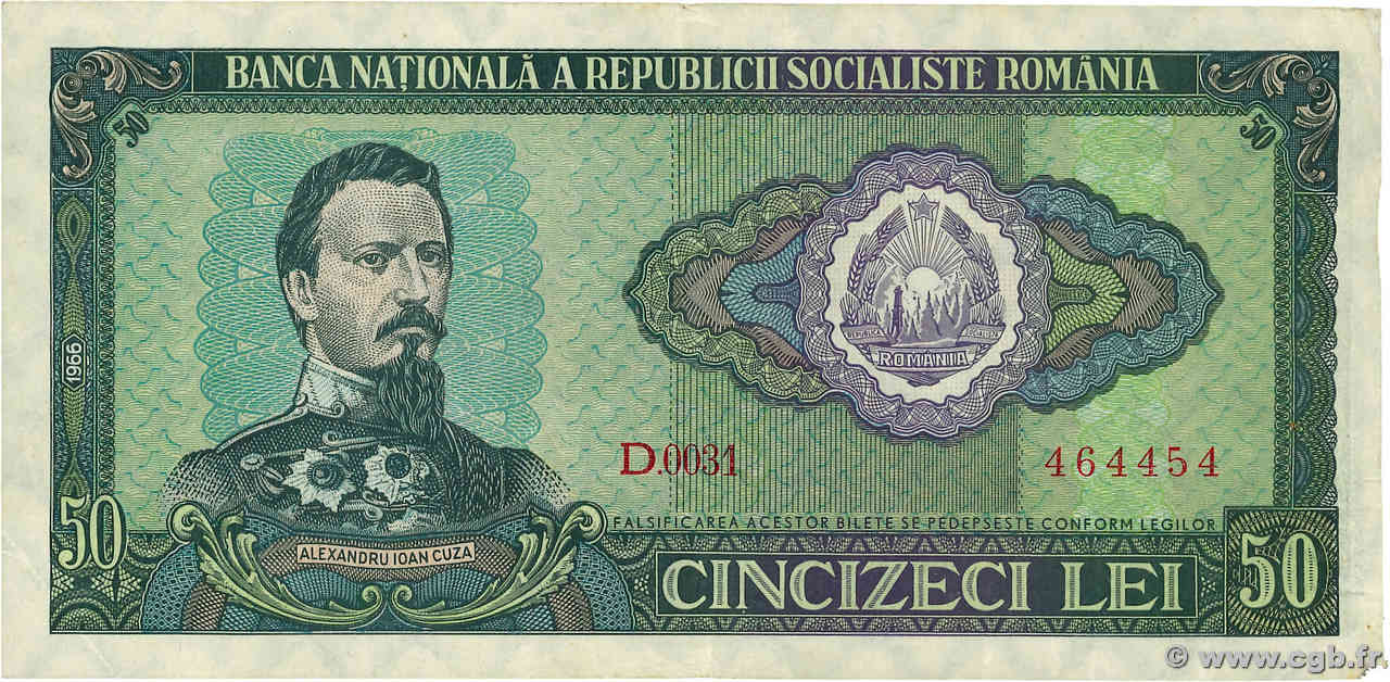 50 Lei ROUMANIE  1966 P.096a TTB+