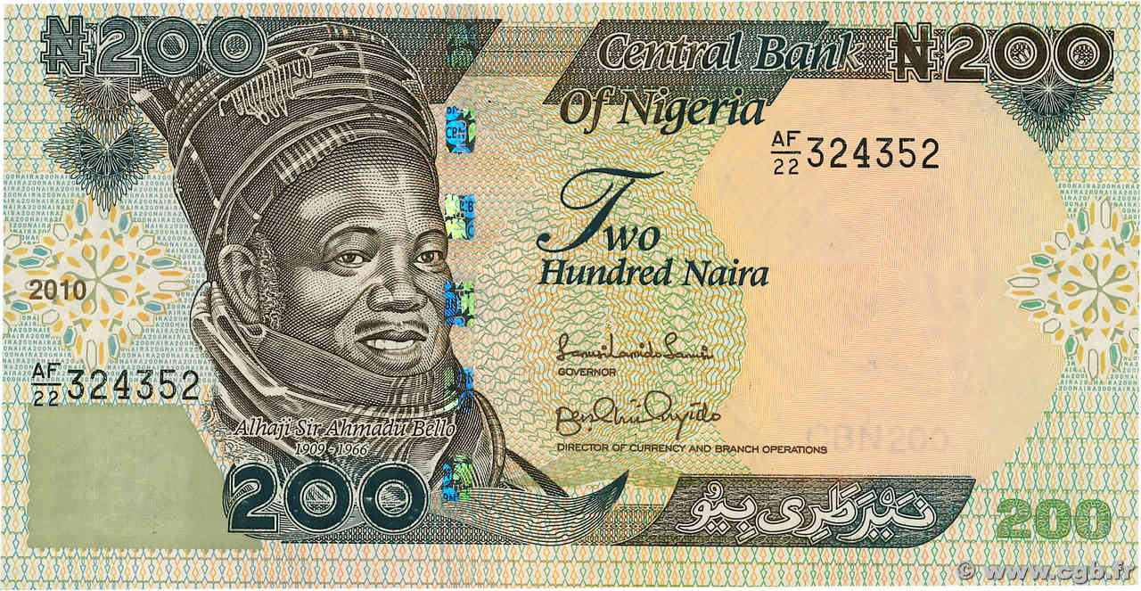 200 Naira NIGERIA  2010 P.29i fST+