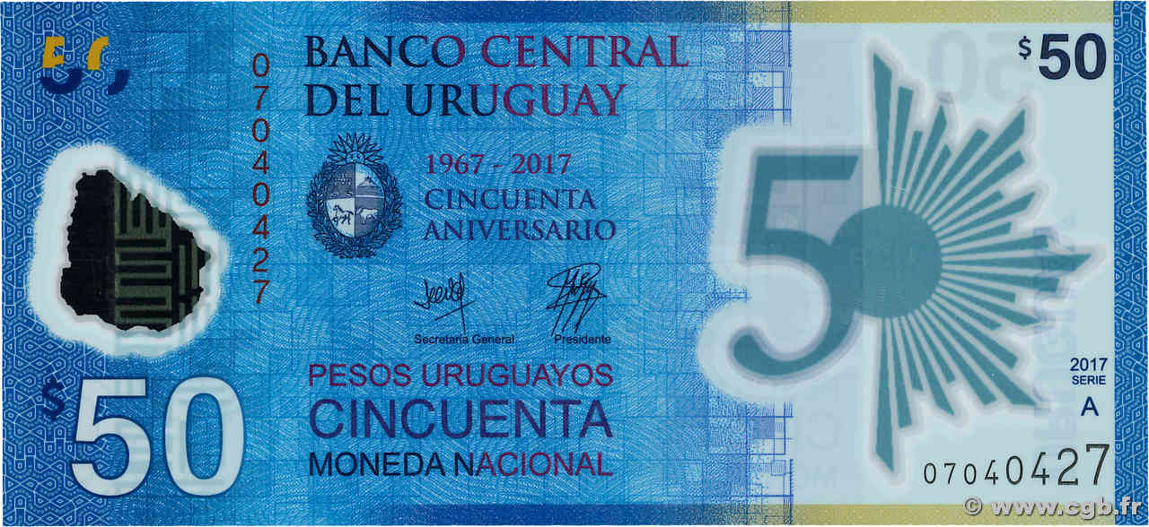 50 Pesos Commémoratif URUGUAY  2017 P.100 NEUF