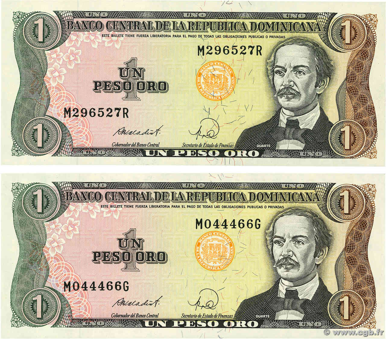 1 Peso Oro Lot RÉPUBLIQUE DOMINICAINE  1988 P.126c NEUF