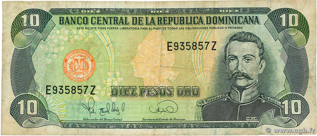 10 Pesos Oro RÉPUBLIQUE DOMINICAINE  1995 P.148a BC