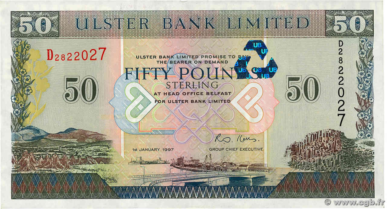 50 Pounds NORTHERN IRELAND  1997 P.338a XF