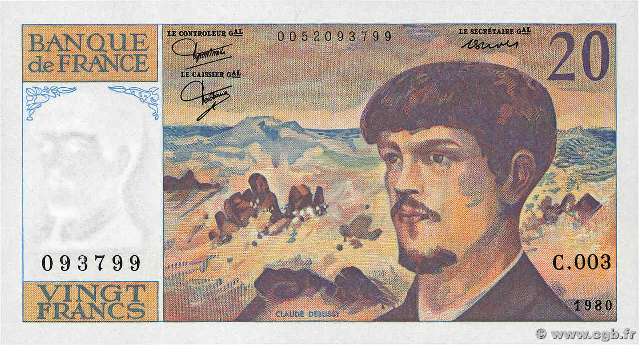 20 Francs DEBUSSY FRANCE  1980 F.66.01 pr.NEUF