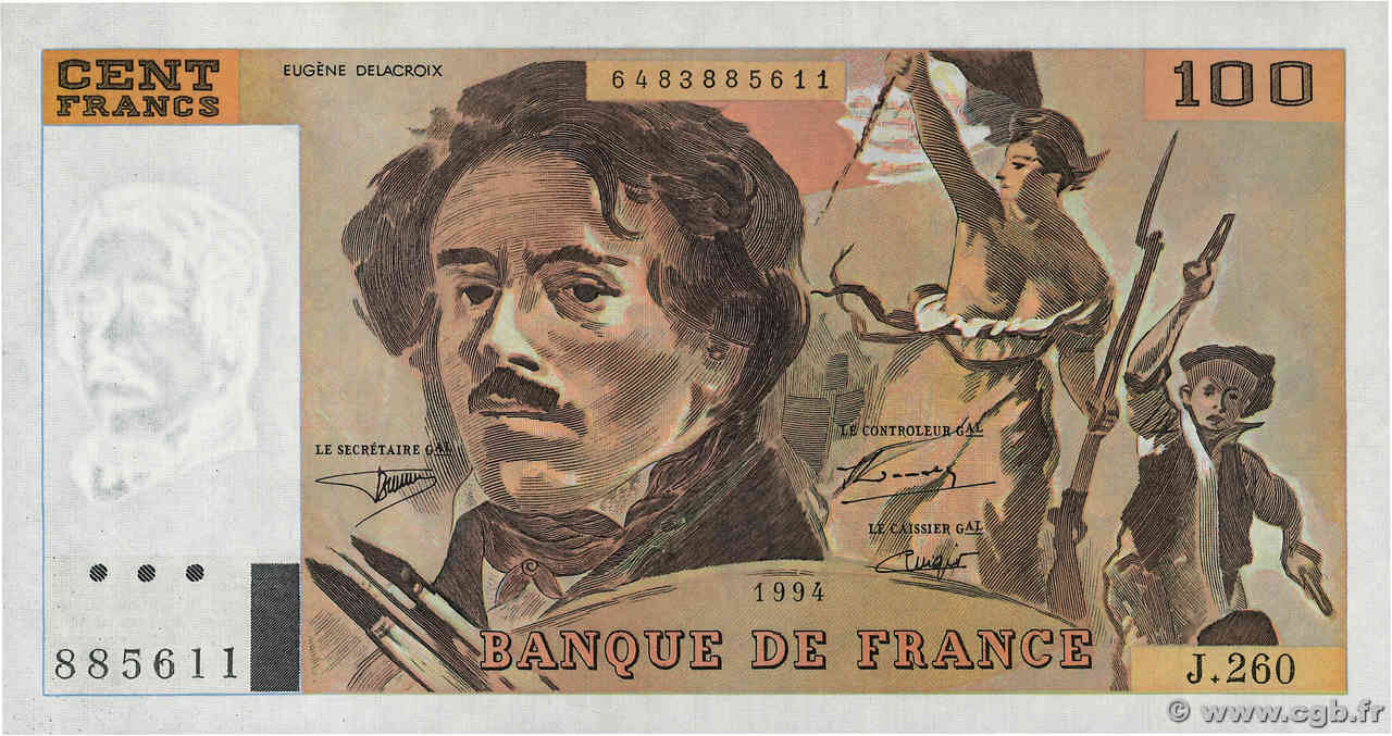 100 Francs DELACROIX 442-1 & 442-2 FRANCE  1994 F.69ter.01a NEUF