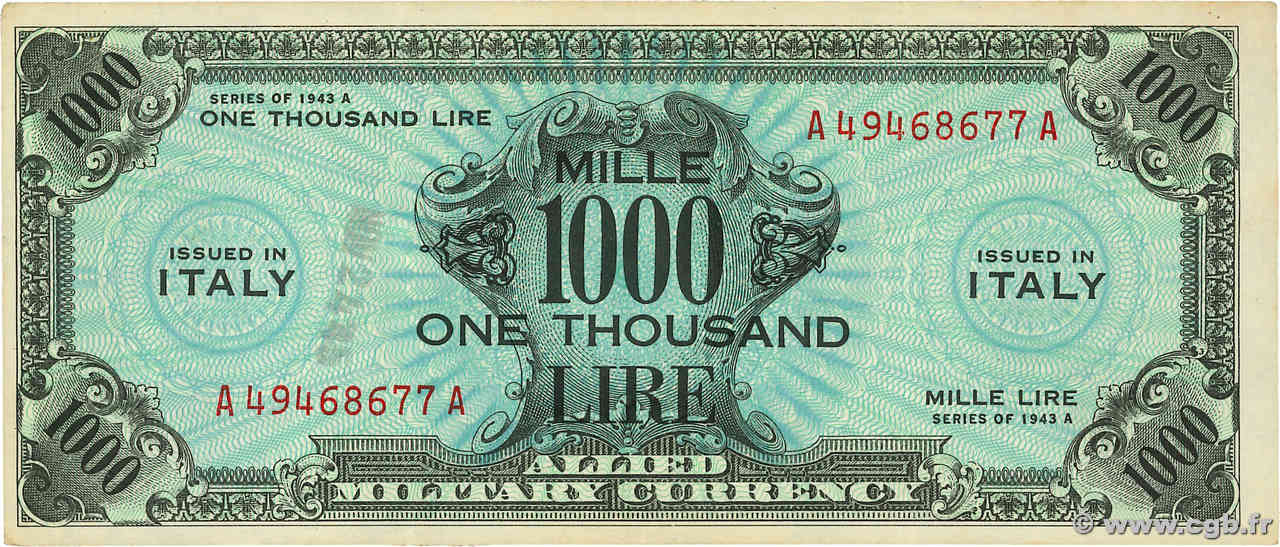 1000 Lire ITALIE  1943 PM.23a TTB+