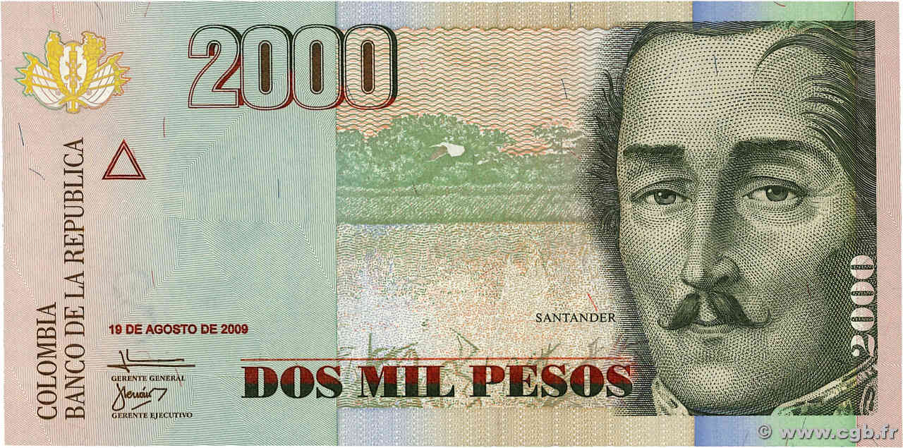 2000 Pesos COLOMBIA  2009 P.457k FDC