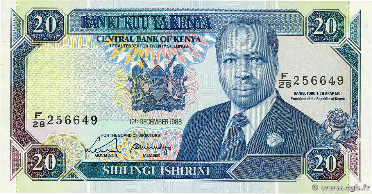 20 Shillings KENIA  1988 P.25a ST