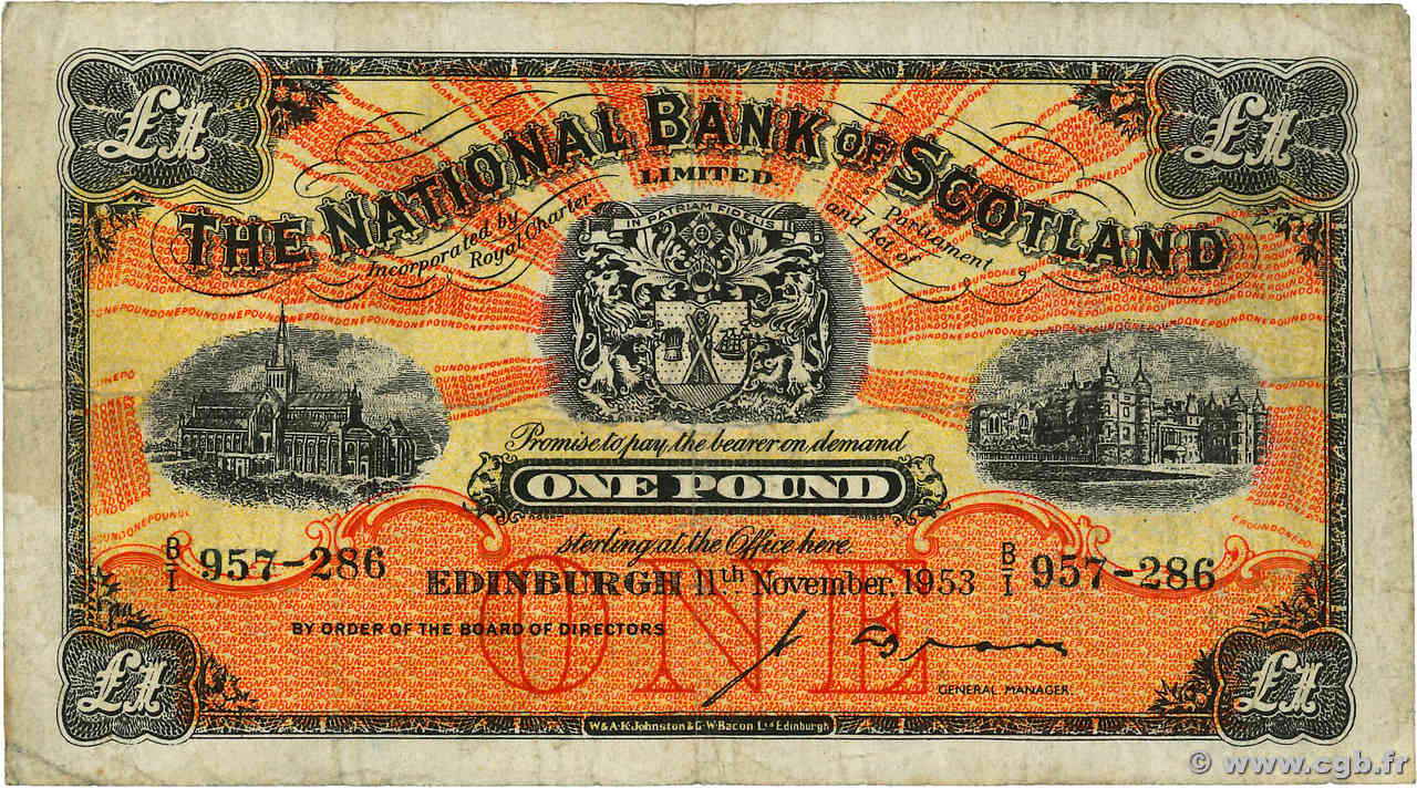 1 Pound SCOTLAND  1953 P.258c S