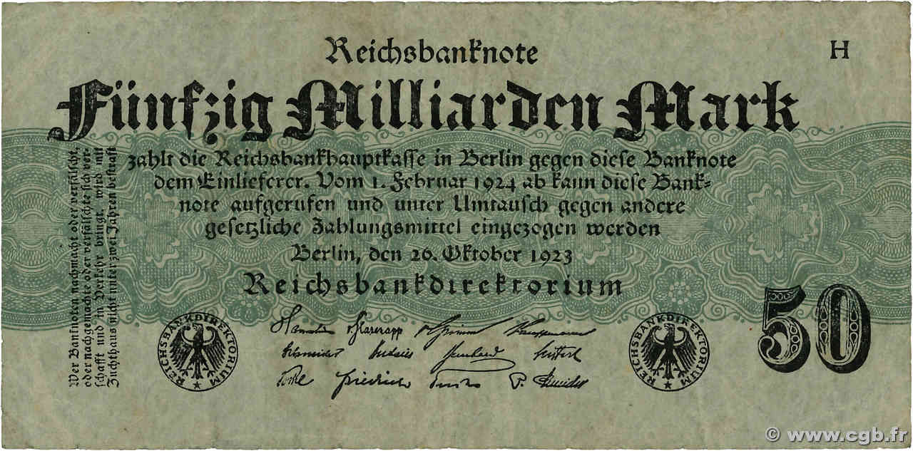 50 Milliarden Mark ALLEMAGNE  1923 P.125a B+