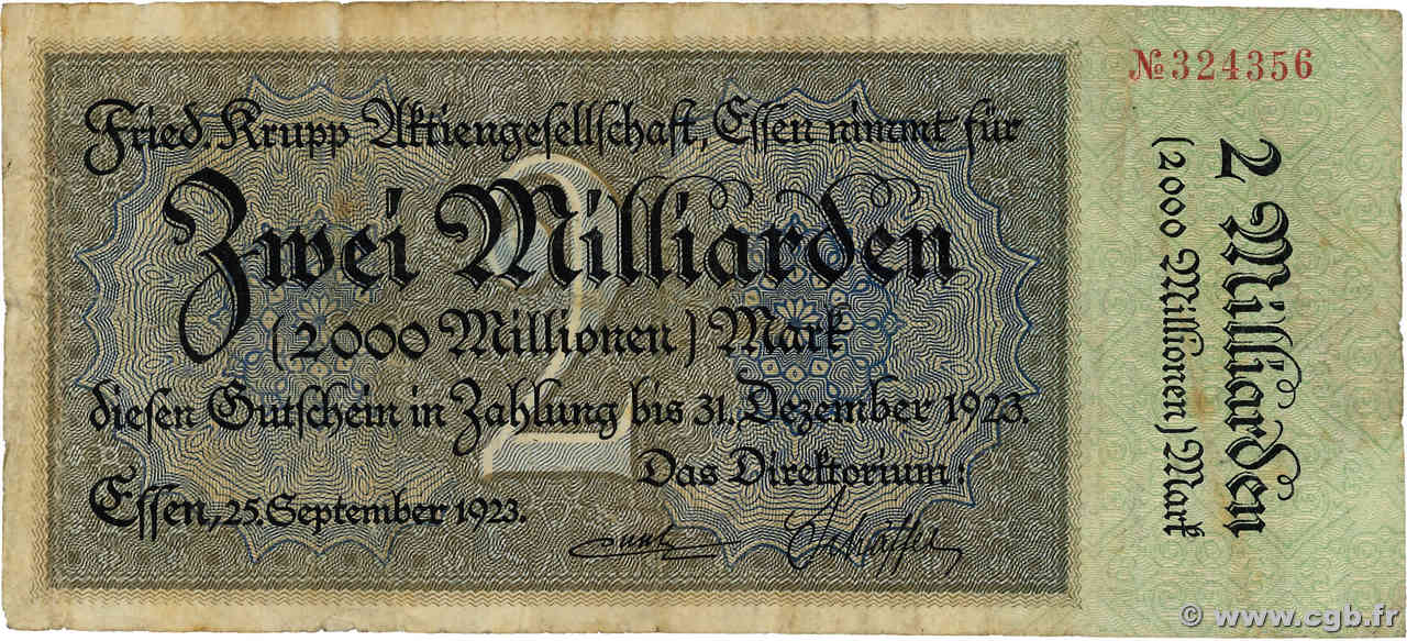 2 Milliarden Mark GERMANIA Essen 1923  q.MB