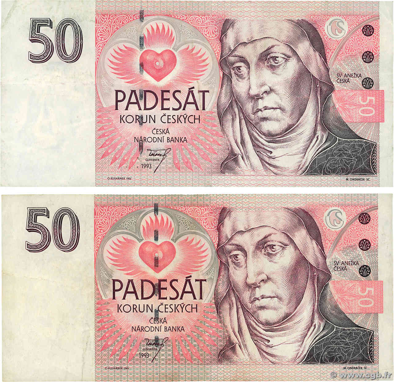 50 Korun Lot CZECH REPUBLIC  1993 P.04 F+