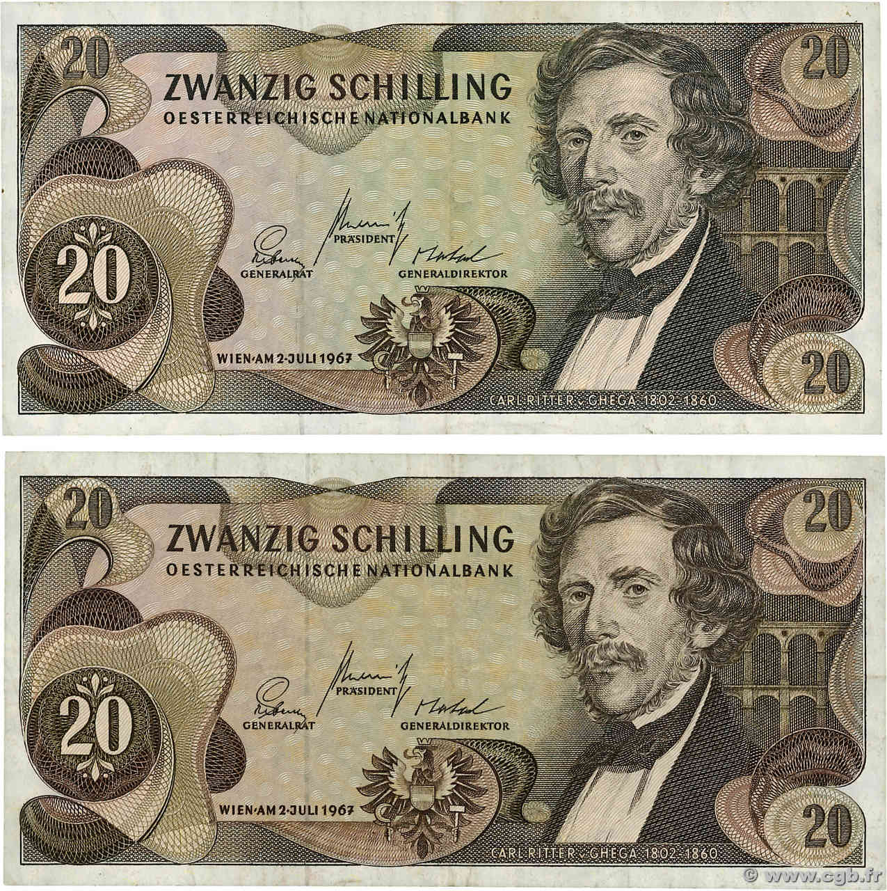 20 Schilling Lot ÖSTERREICH  1967 P.142a SS