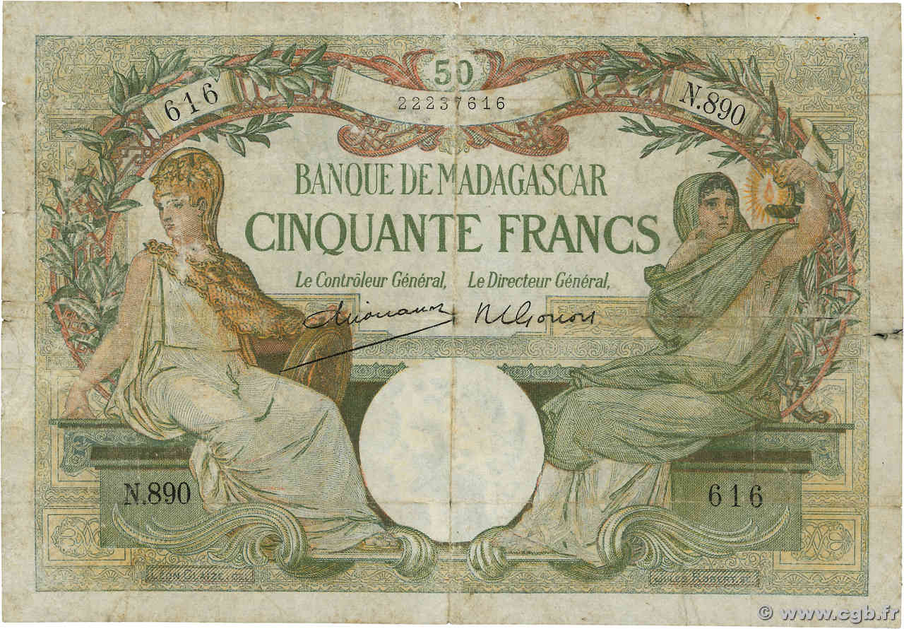 50 Francs MADAGASCAR  1926 P.038 B