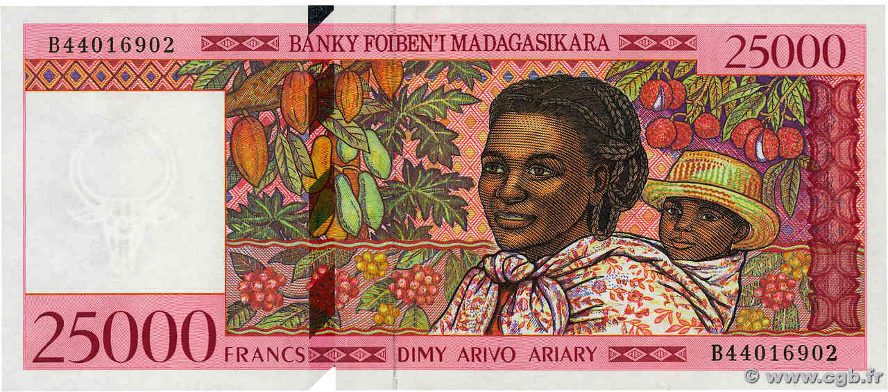 25000 Francs - 5000 Ariary MADAGASKAR  1998 P.082 fST