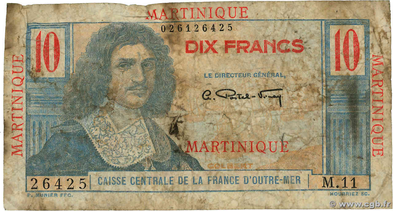 10 Francs Colbert MARTINIQUE  1946 P.28 MC