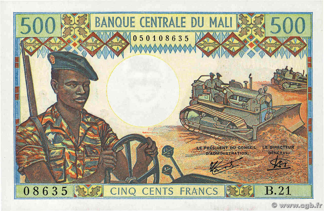 500 Francs MALI  1973 P.12e UNC-