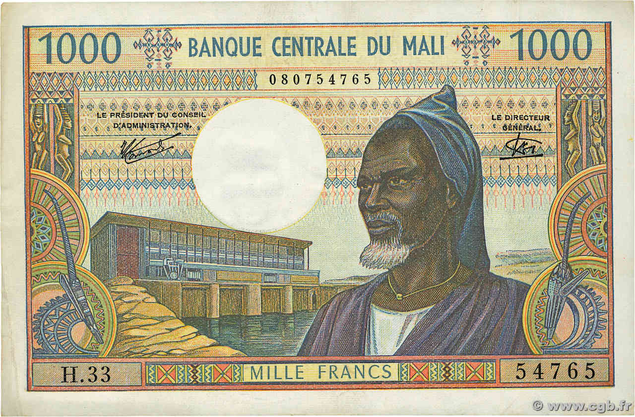 1000 Francs MALI  1970 P.13e TTB