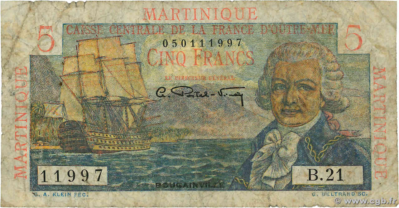 5 Francs Bougainville MARTINIQUE  1932 P.27a B