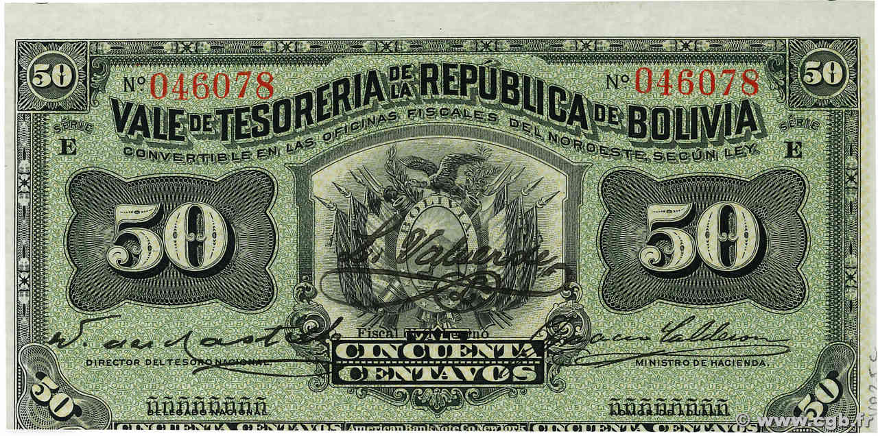 50 Centavos BOLIVIA  1902 P.091a UNC