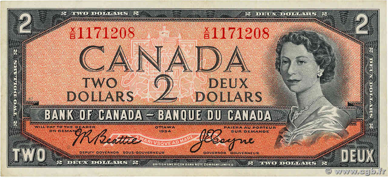 2 Dollars CANADA  1954 P.076a TTB+