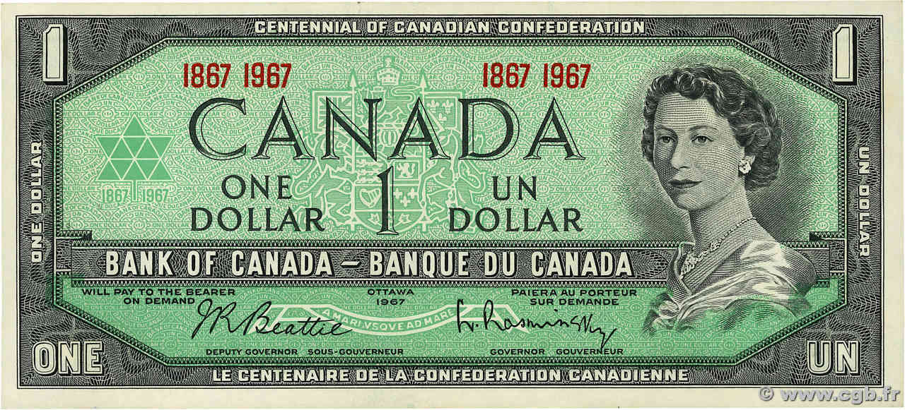 1 Dollar Commémoratif CANADA  1967 P.084a q.FDC