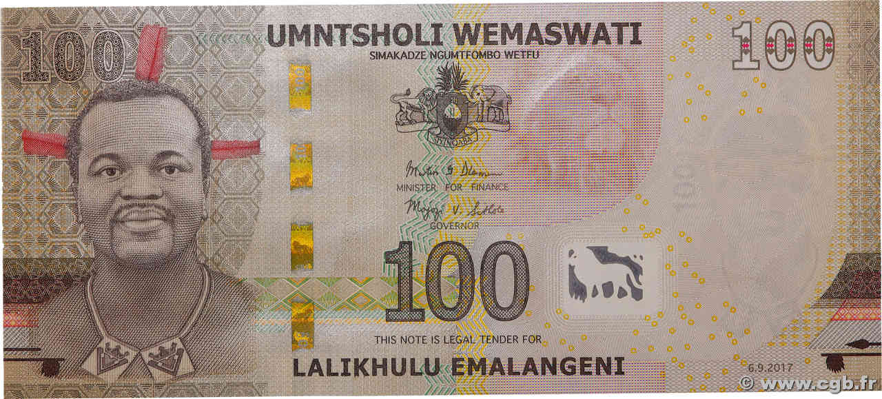 100 Emalangeni SWAZILAND  2017 P.42 UNC